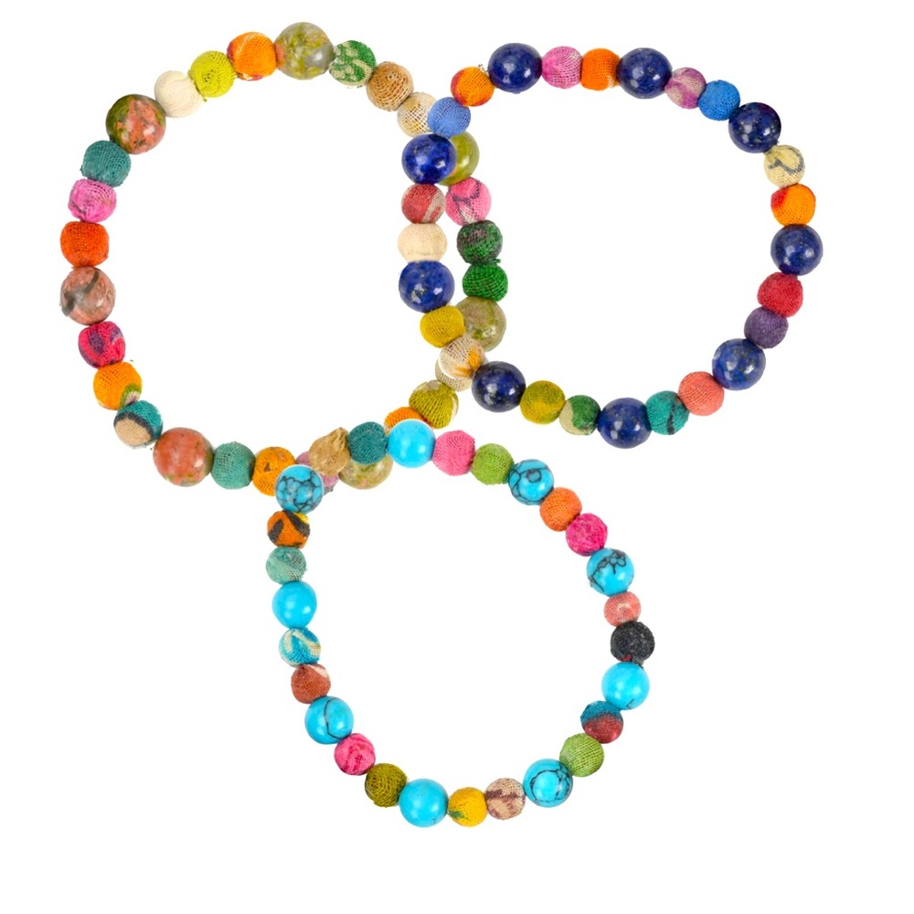 Energy Bead/ Fabric Bracelets